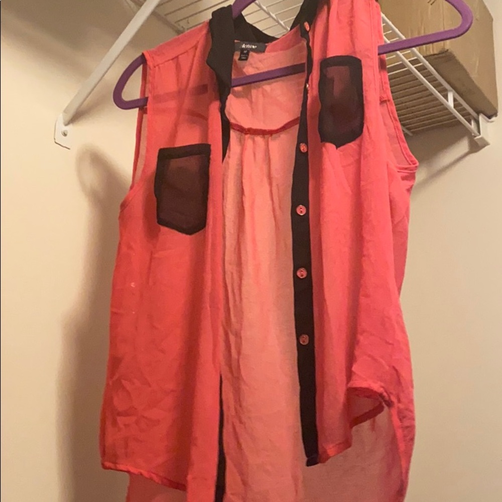 Black and pink see through top